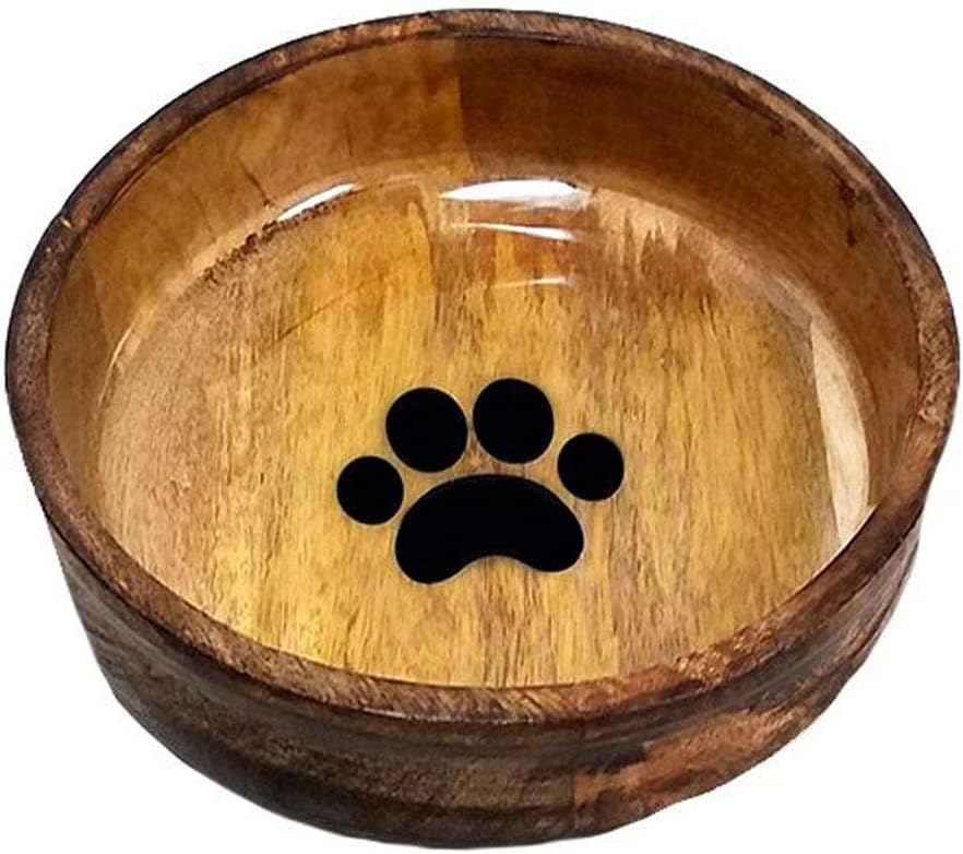 Advanced Pet Product Round Wood Paw Print Bowl - Image 2