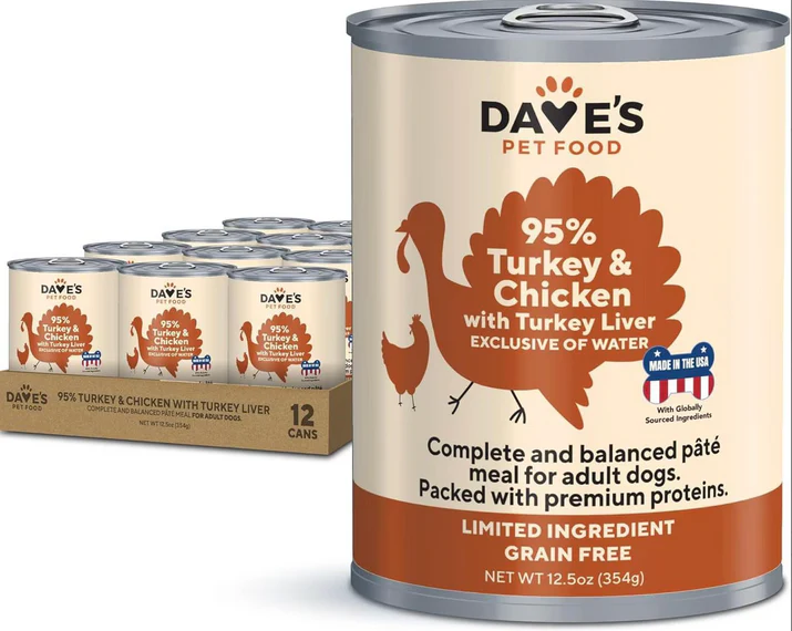 Dave's Pet Food Premium 95% Turkey & Chicken