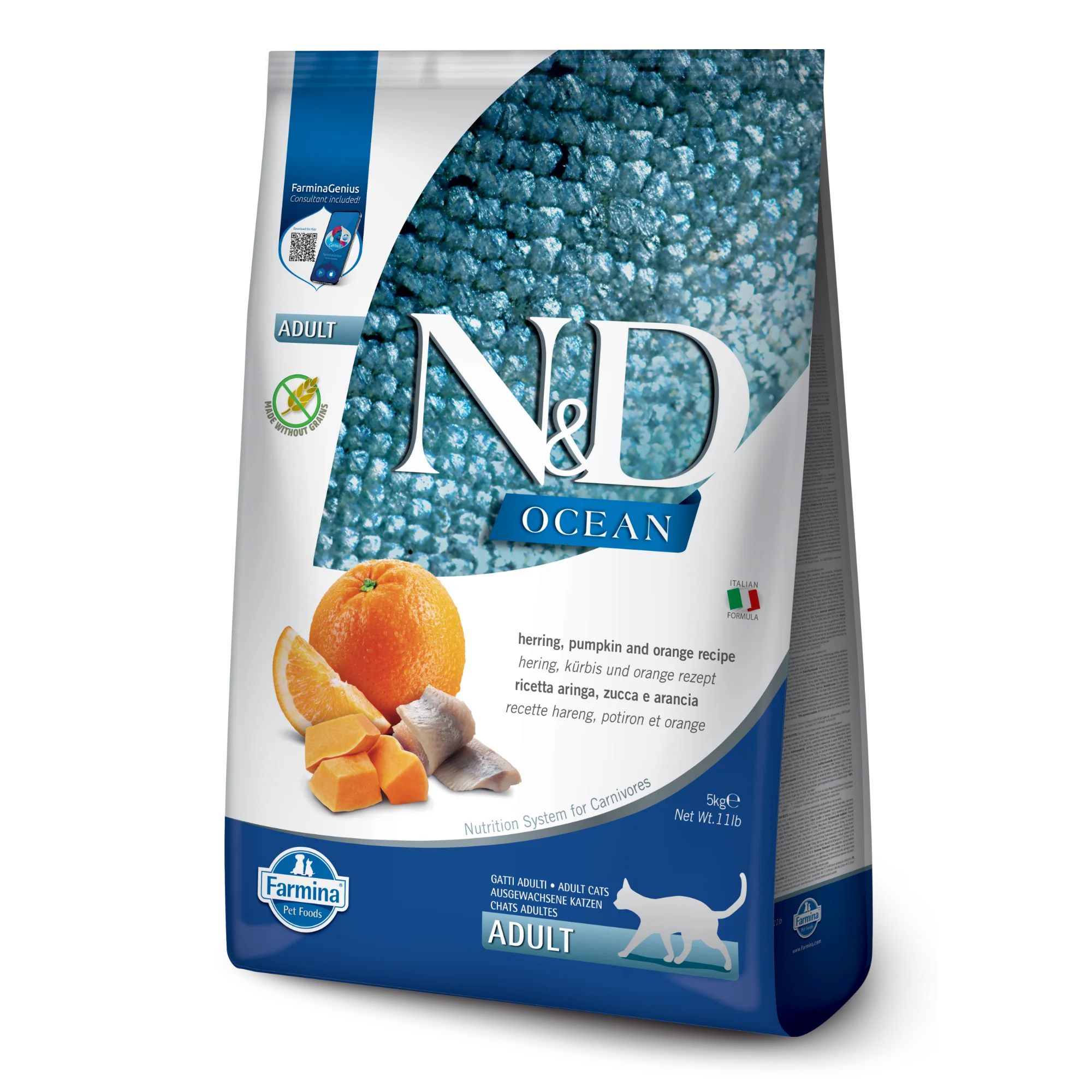 Farmina Cat N&D Ocean Herring & Pumpkin 3.3 Lb. - Image 2