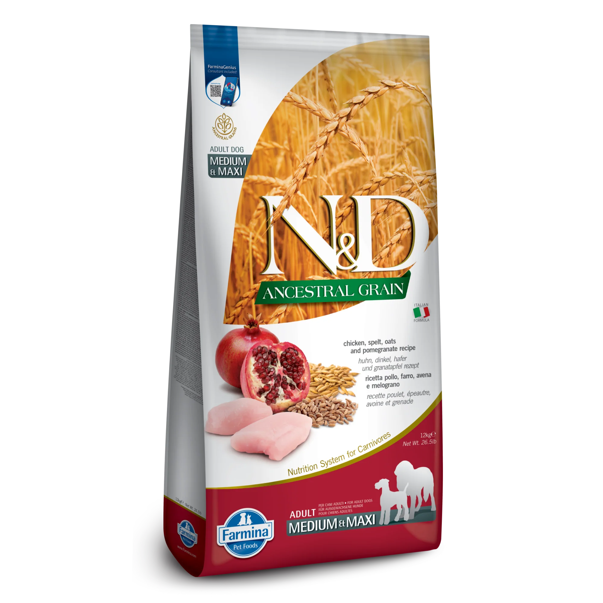 Farmina N&D Ancestral Grain Chicken & Pomegranate Medium & Maxi Breed - Image 5