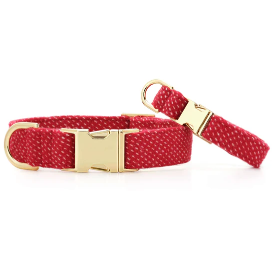 Foggy Dog Berry Stitch Flannel Dog Collar - Image 3