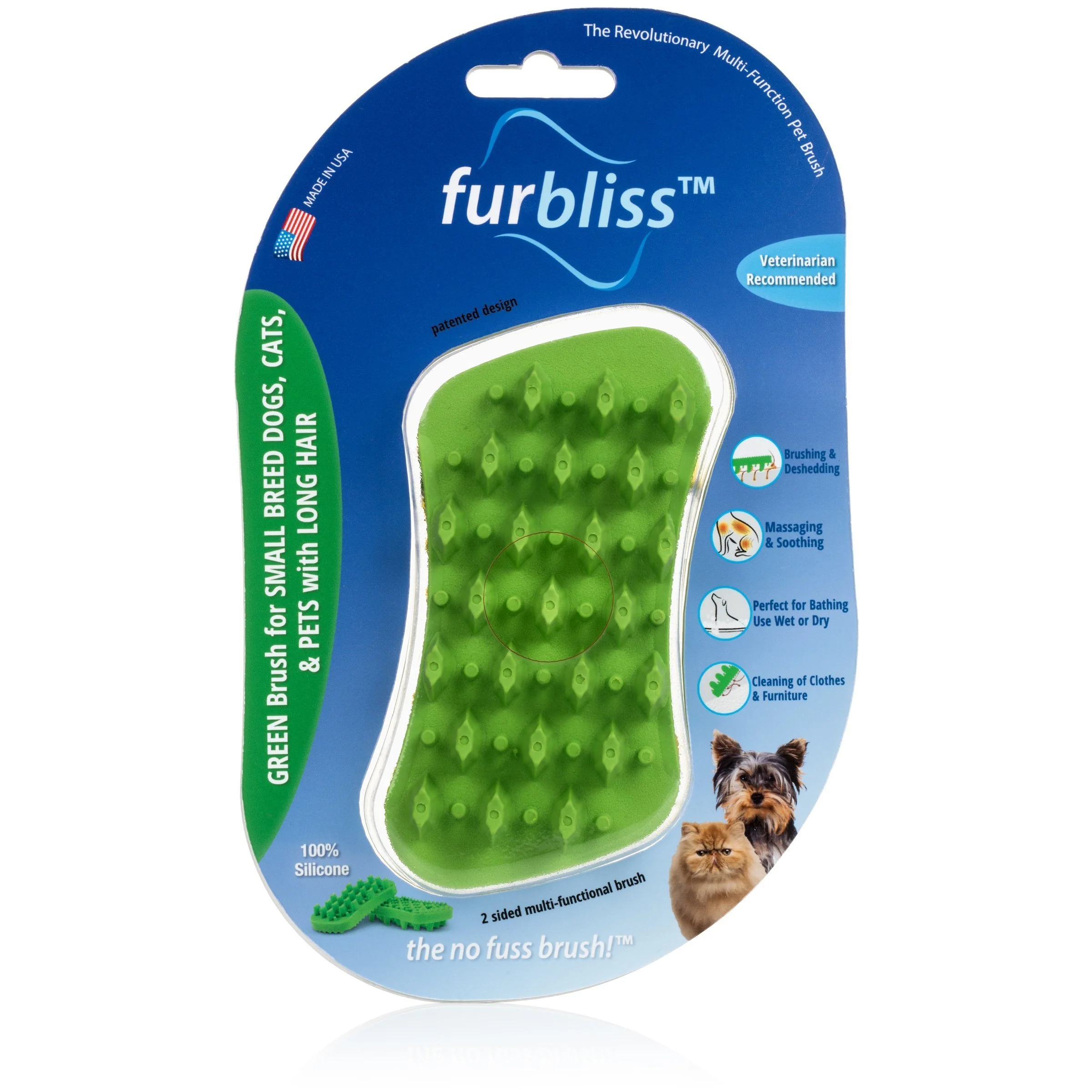 Furbliss Small Breed Dogs Cats With Long Hair Green - Image 2
