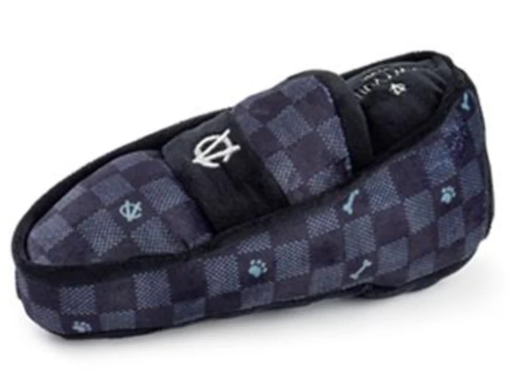 Haute Diggity Black Checker Chewy Vuiton Loafer Toy
