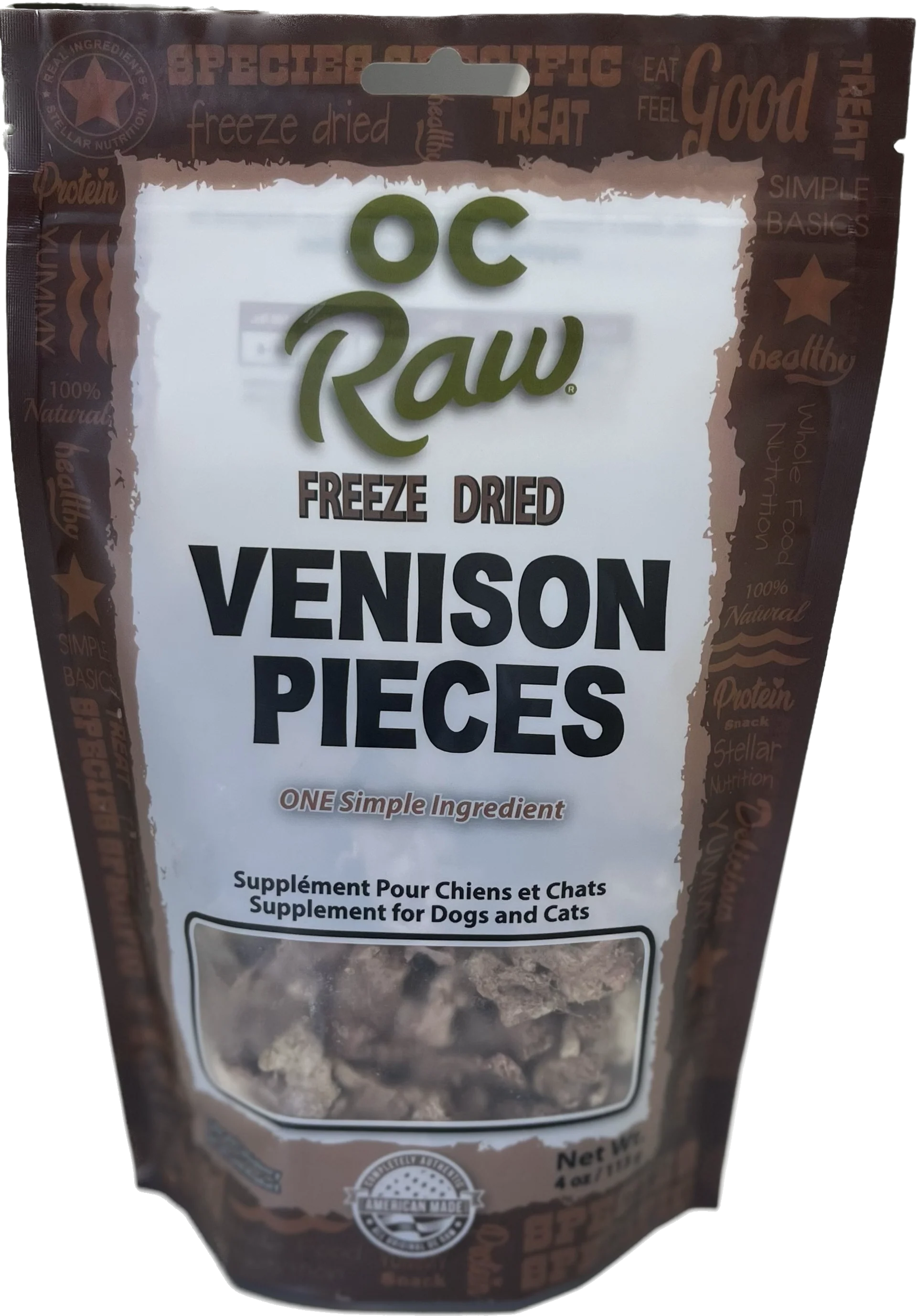OC Raw Freeze Dried Venison Pieces 4 oz. - Image 2