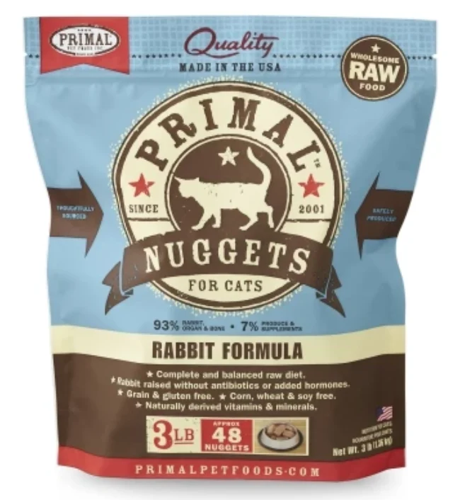 Primal Cat Raw Rabbit Nuggets 3lbs. - Image 3