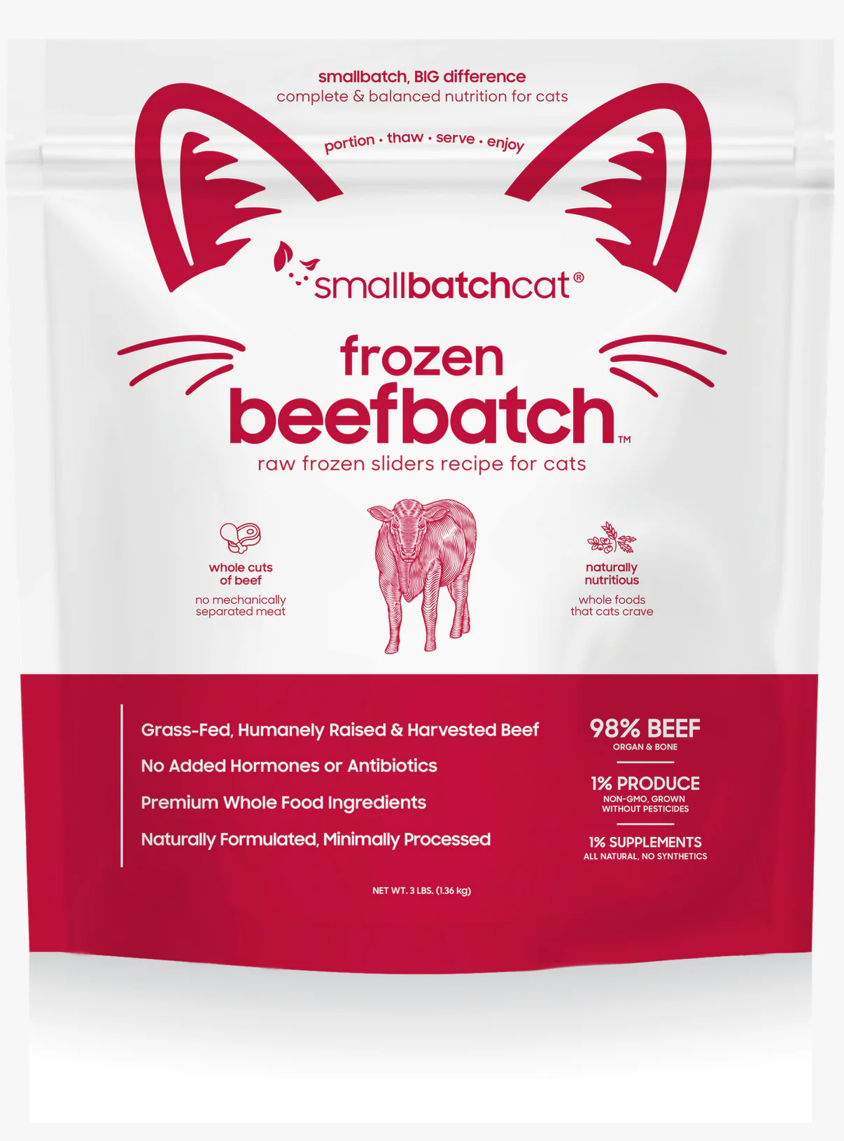 Small Batch Cat Raw Frozen Beef Sliders 3 Lb. - Image 3