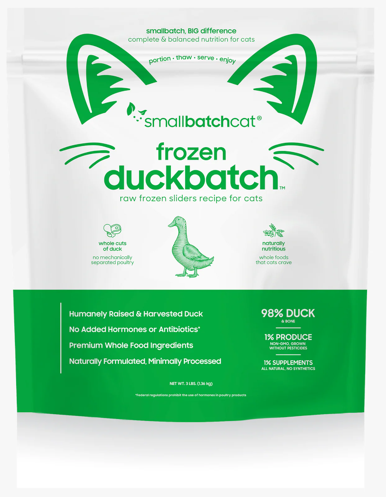 Small Batch Cat Raw Frozen Duck Sliders 3 Lb. - Image 3