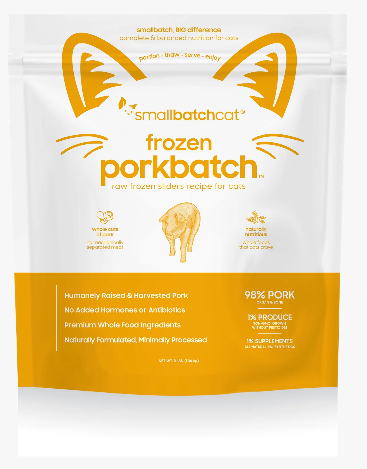 Small Batch Cat Raw Frozen Pork Sliders 3 Lb. - Image 2