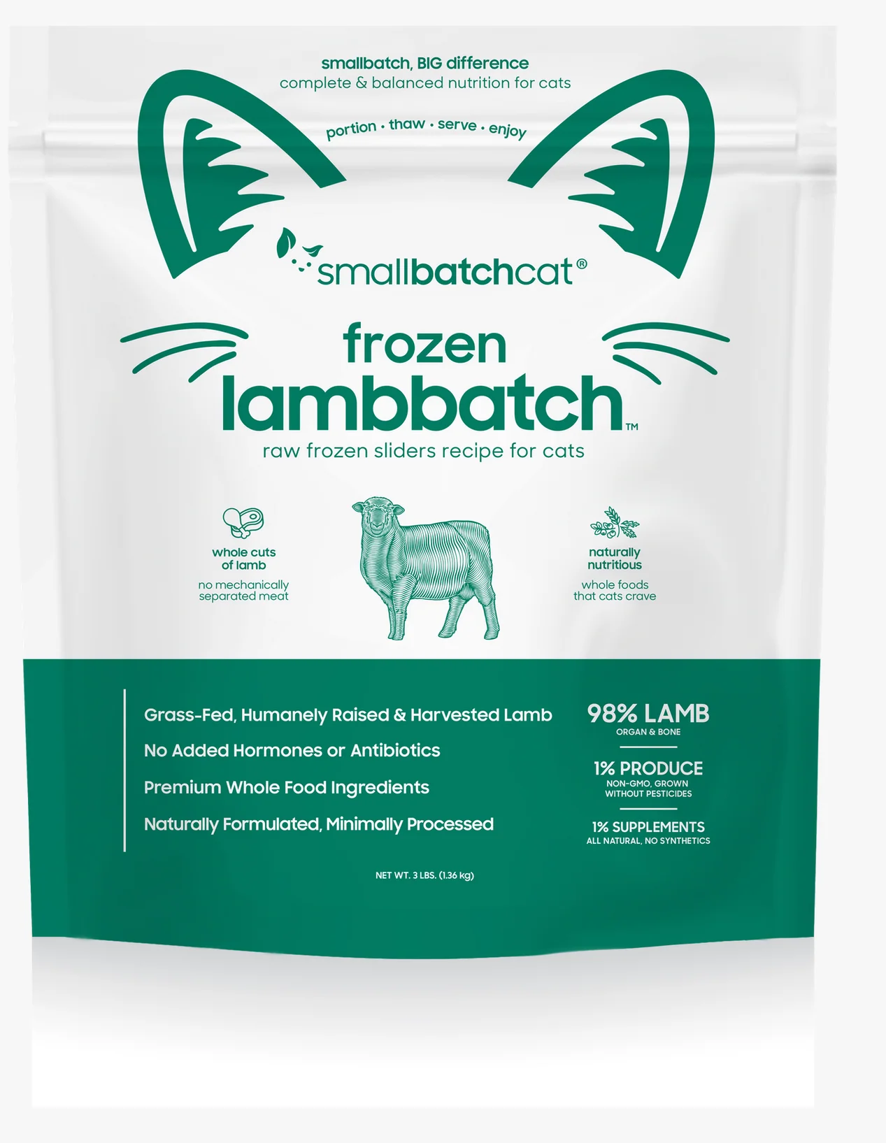 Small Batch Cat Raw Frozen Lamb Sliders 3 Lb. - Image 3