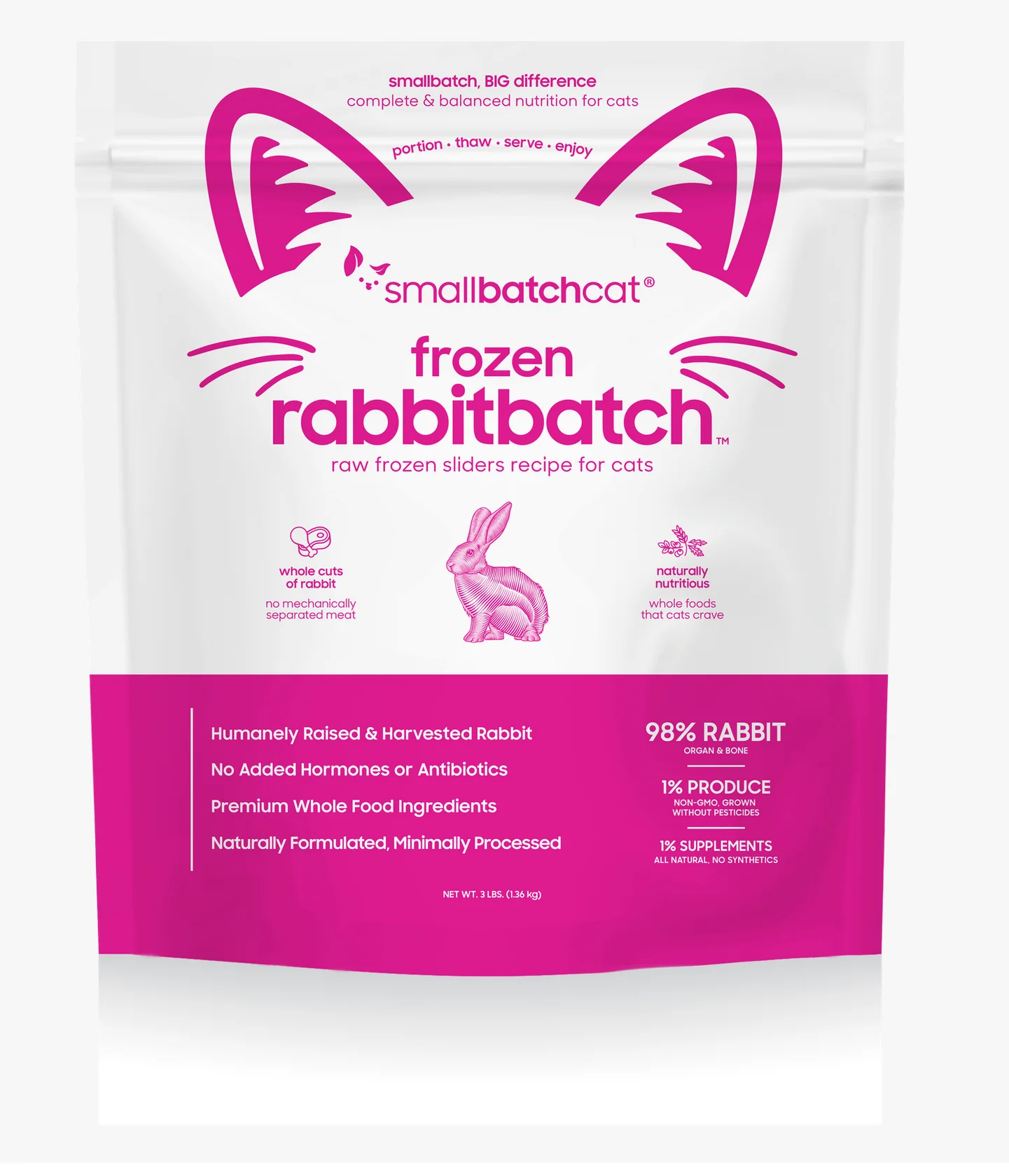 Small Batch Cat Raw Frozen Rabbit Sliders 3 Lb. - Image 3