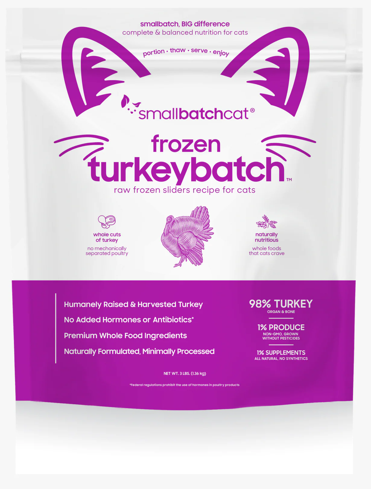 Small Batch Cat Raw Frozen Turkey Sliders 3 Lb. - Image 3