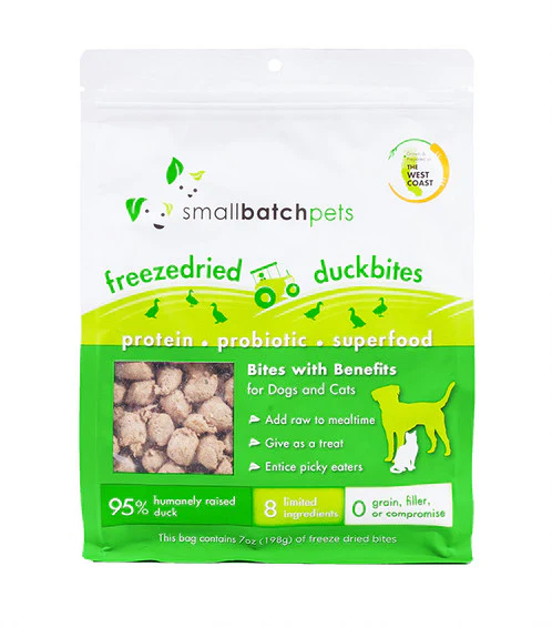 Small Batch Dog Super Booster Freeze Dried Duck Bites 7oz. - Image 2