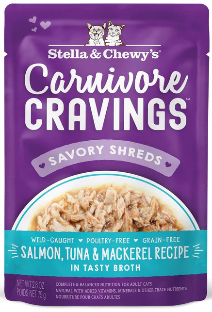 Stella & Chewy's Cat Carnivore Cravings Salmon, Tuna & Mackerel Pouch - Image 2