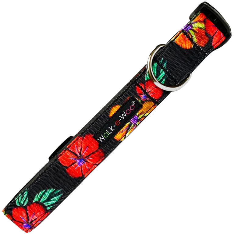 Walk-e-Woo Flowers On Black Collar - Image 3