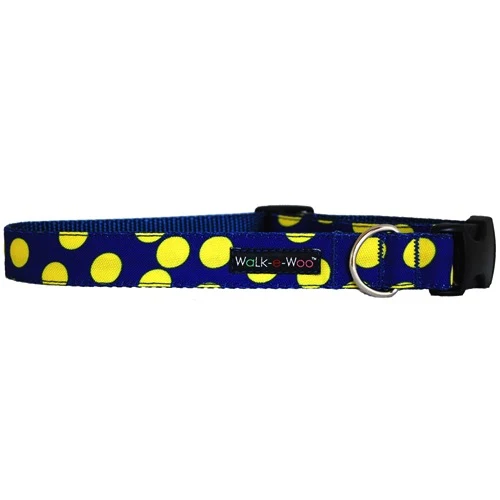 Walk-e-Woo Neon Yellow Dots on Blue Collar - Image 6
