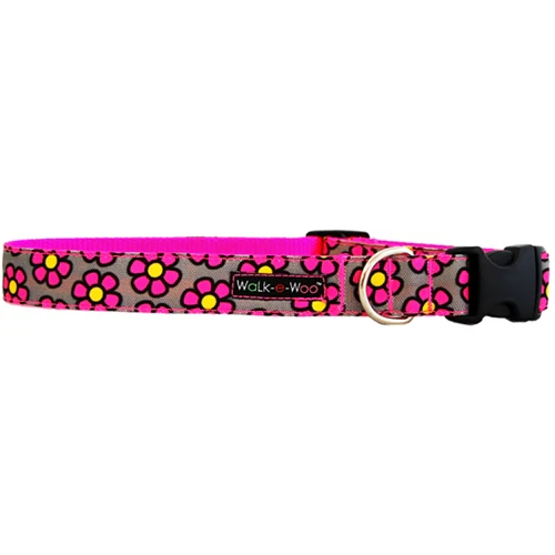 Walk-e-Woo Pink Daisies On Grey Collar - Image 7