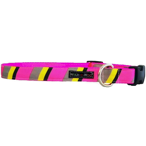 Walk-e-Woo Pink & Grey Stripes Collar - Image 7
