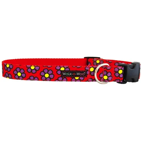 Walk-e-Woo Purple Daisies On Red Collar - Image 7