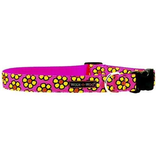 Walk-e-Woo Yellow Daisies on Pink Collar - Image 5