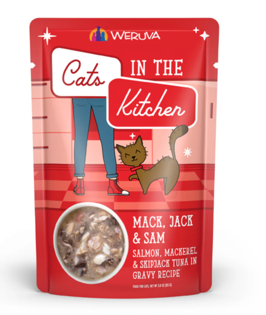 Weruva Cats in the Kitchen Mack, Jack & Sam Salmon, Mackerel & Tuna Pouch - Image 5
